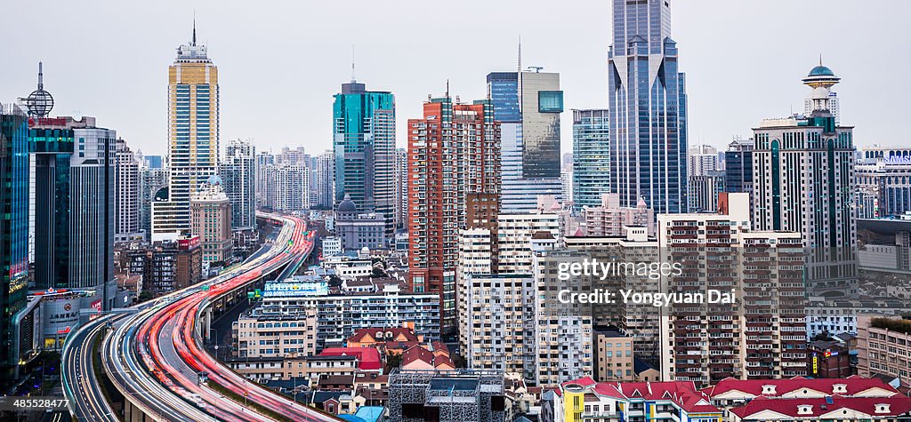 Panoramic View of Downtown Shanghai