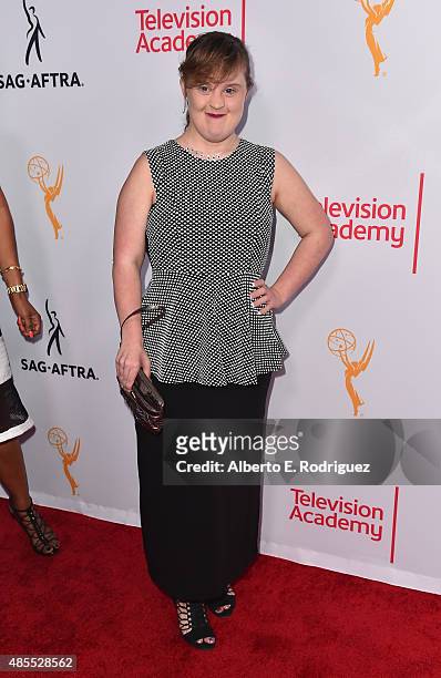 Actress Jamie Brewer attends a cocktail party celebrating dynamic and diverse nominees for the 67th Emmy Awards hosted by the Academy of Television...