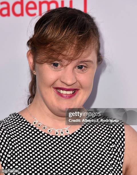 Actress Jamie Brewer attends a cocktail party celebrating dynamic and diverse nominees for the 67th Emmy Awards hosted by the Academy of Television...