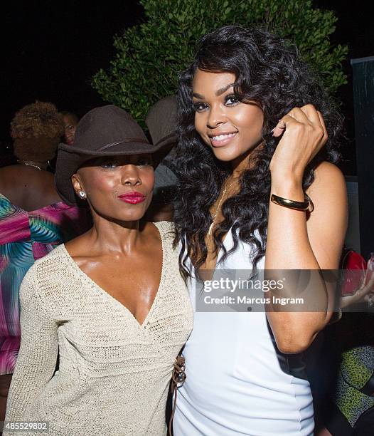 Pilar Jones and Demetria McKinney attend Demetria McKinney's birthday celebration at Roche Bobois Paris Rooftop on August 27, 2015 in Atlanta,...