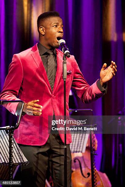 The Voice UK 2014 winner Jermain Jackman performs at "An Evening With Mitch Winehouse" in aid of the Amy Winehouse Foundation at The Hippodrome on...