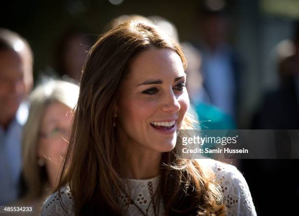 Catherine, Duchess of Cambridge visits children and relatives at the Bear Cottage Hospice at Manly on April 18, 2014 in Sydney, Australia. The Duke...