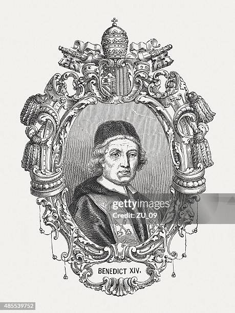 pope benedict xiv (1675 - 1758), published in 1878 - eggs benedict stock illustrations