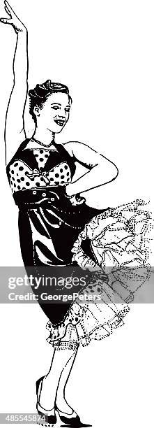 vintage 1950's young woman dancing - voluptuous stock illustrations