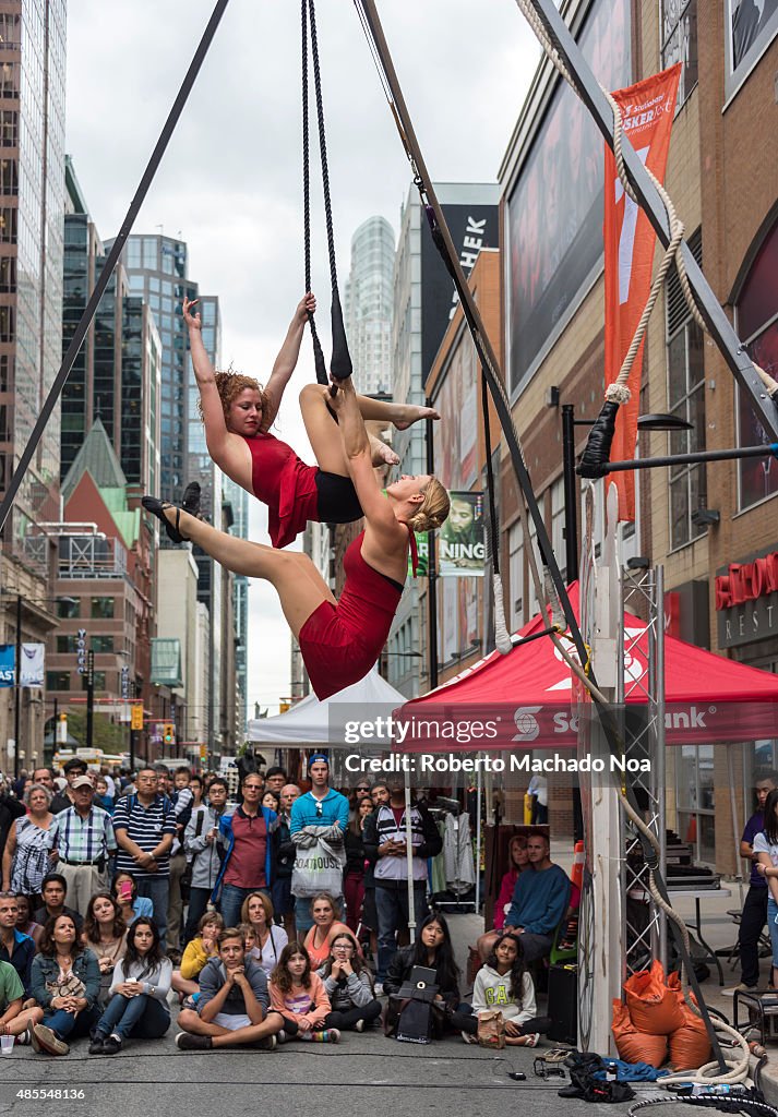 Two women acrobats performing during the 16th Edition of The...