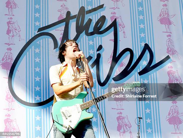 Ryan Jarman of The Cribs performs on Day 2 of the Leeds Festival at Bramham Park on August 28, 2015 in Leeds, England.