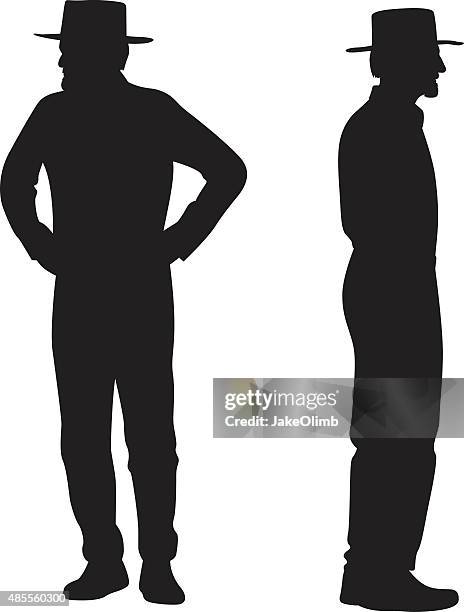 old man with hat silhouettes - man goatee stock illustrations