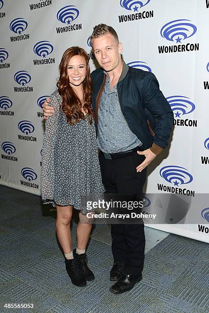 Malese Jow and Jesse Luken attend the Star Crossed press panel at WonderCon Anaheim 2014 - Day 1 at Anaheim Convention Center on April 18, 2014 in...