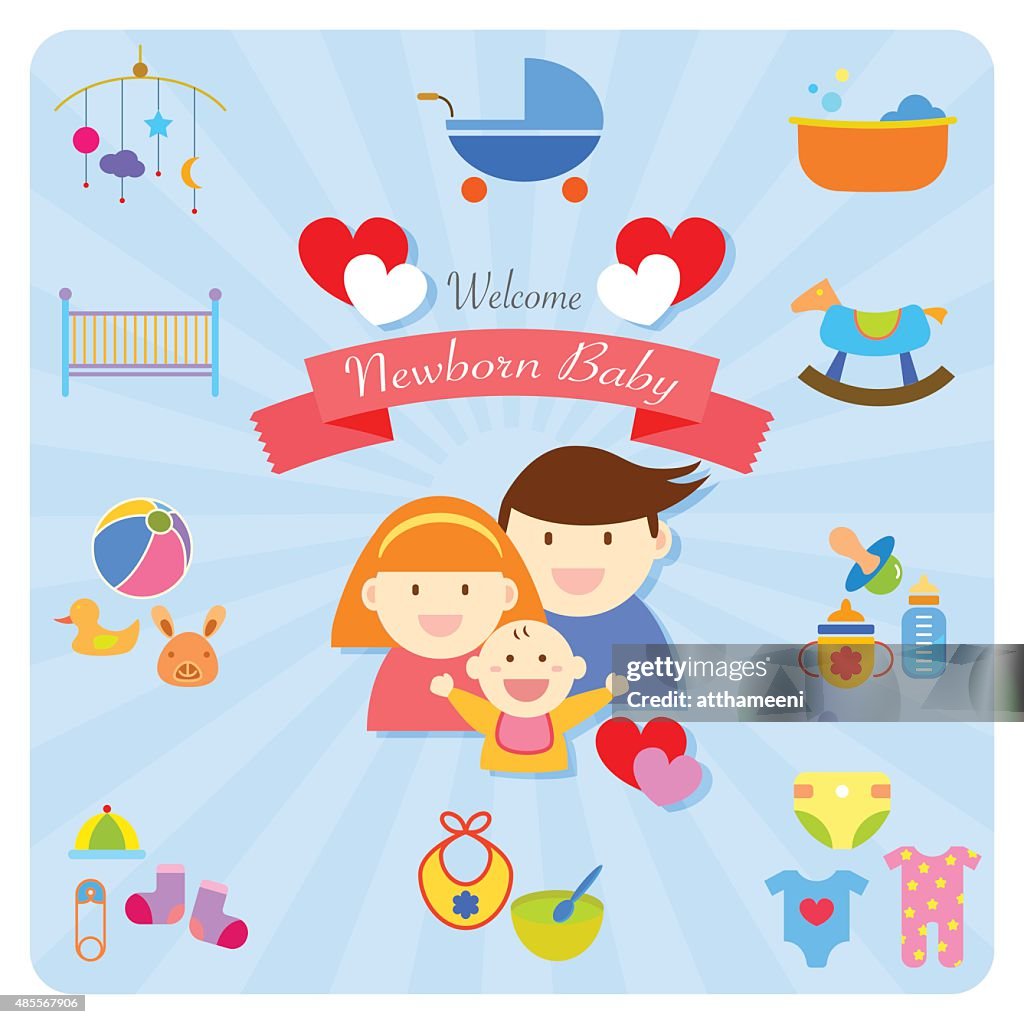 Welcome Baby Graph Welcome Newborn Baby Infographics Happy Family High-Res Vector Graphic ...