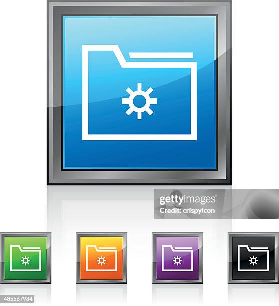 folder icon on square buttons. - document wallet stock illustrations