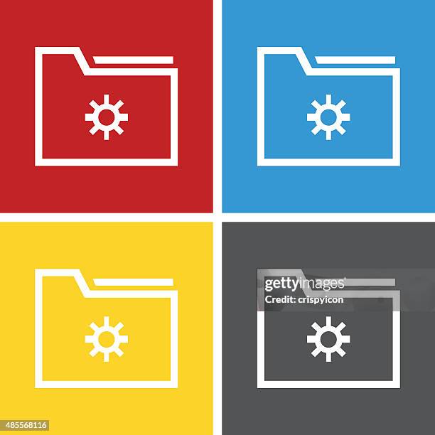 folder icon on square buttons. - document wallet stock illustrations