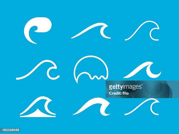 wave symbols - surfboard stock illustrations