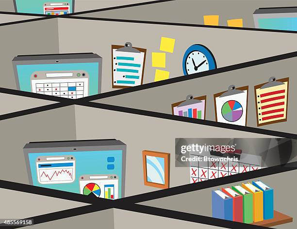 cubicles - bored computer stock illustrations
