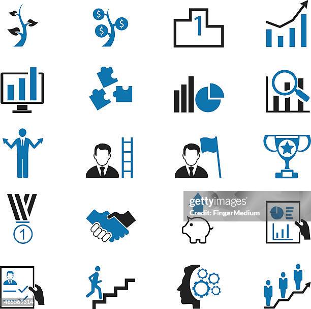 business icons set - ceo talking stock illustrations