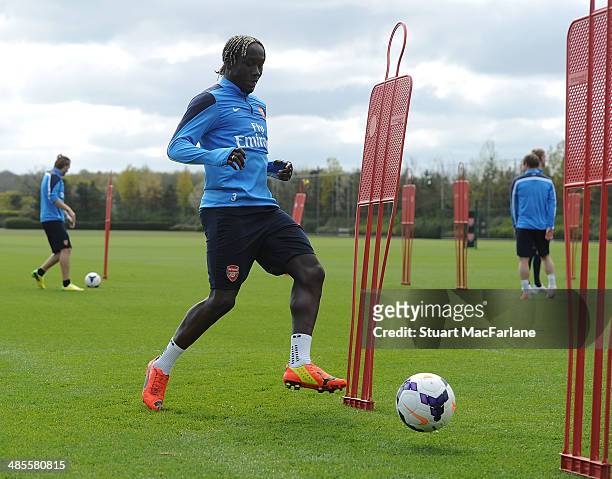 Bacary Sagna of Arsenal during a training session at London Colney on April 19, 2014 in St Albans, England.