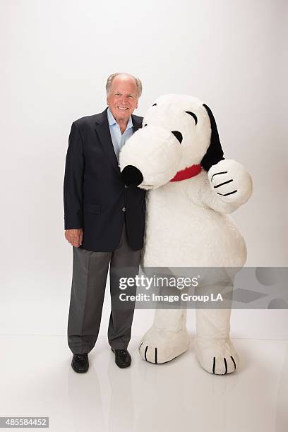 Lee Mendelson and Snoopy arrived at the ABC TCA SUMMER PRESS TOUR 2015 at the Beverly Hills Ballroom of The Beverly Hilton in Beverly Hills at Disney...