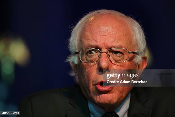 Democratic Presidential candidate U.S. Sen. Bernie Sanders speaks at the Democratic National Committee summer meeting on August 28, 2015 in...
