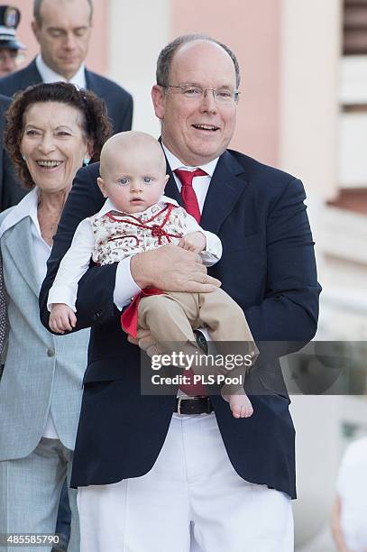 Prince Albert II of Monaco and Prince Jacques attend the annual traditional "Pique Nique Monegasque" on August 28, 2015 in Monaco, Monaco.