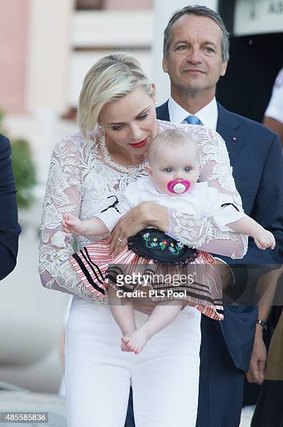 Princess Charlene of Monaco and Princess Gabriella attend the annual traditional "Pique Nique Monegasque" on August 28, 2015 in Monaco, Monaco.