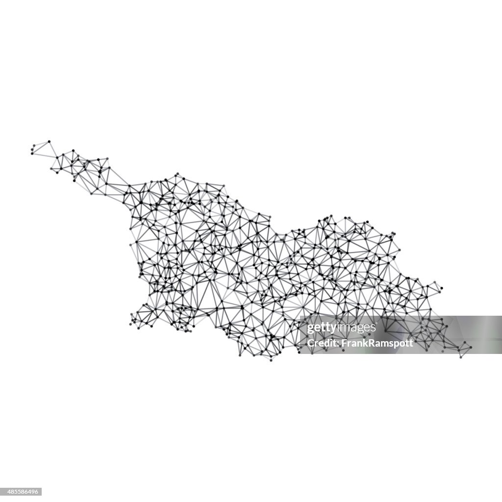 Georgien Karte Netzwerk schwarz und weiß