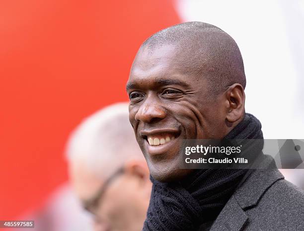 Head coach AC Milan Clarence Seedorf smiles prior to the Serie A match between AC Milan and AS Livorno Calcio at San Siro Stadium on April 19, 2014...