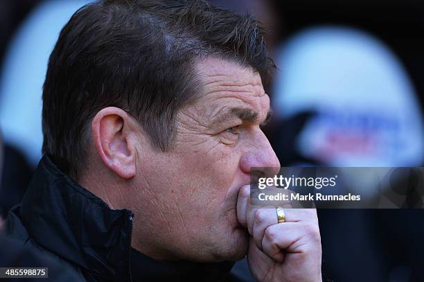 John Carver assistant manager of Newcastle United looks on prior to the Barclays Premier League match between Newcastle United and Swansea City at St...