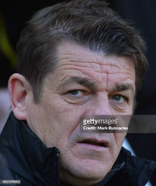 John Carver assistant manager of Newcastle United looks on prior to the Barclays Premier League match between Newcastle United and Swansea City at St...
