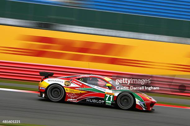 James Calado of Great Britain drives the AF Corse Ferrari F458 Italia during practice for the FIA World Endurance Championship 6 Hours of Silverstone...