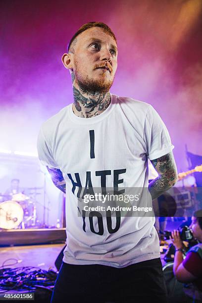 Frank Carter of Frank Carter & The Rattlesnakes performs on the Pit stage at Leeds Festival at Bramham Park on August 28, 2015 in Leeds, England.