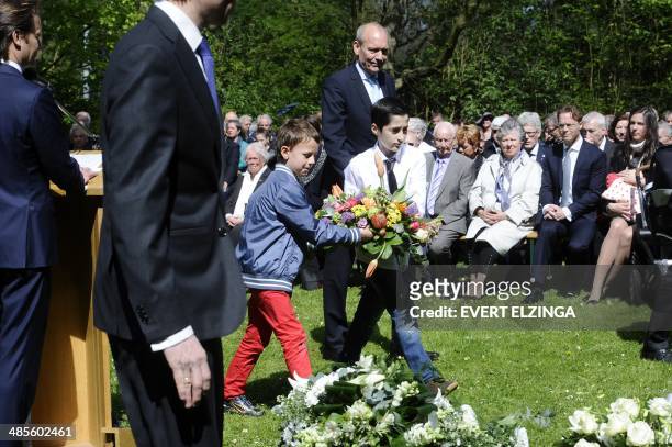Dutch Prince Jaime de Bourbon de Parme , his wife Viktoria Cservenyak and their daughter Zita Clara attent the commemoration of the liberation of the...