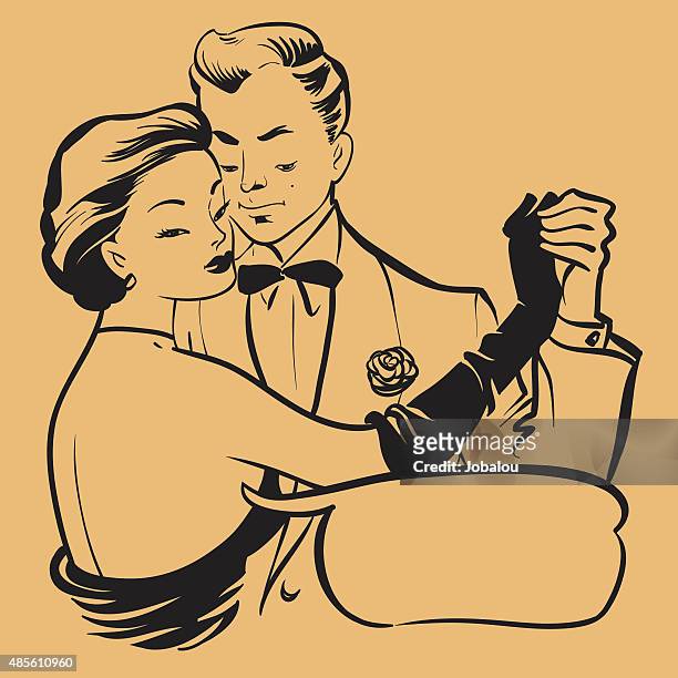 retro young couple dancing - 1920 entertainment stock illustrations