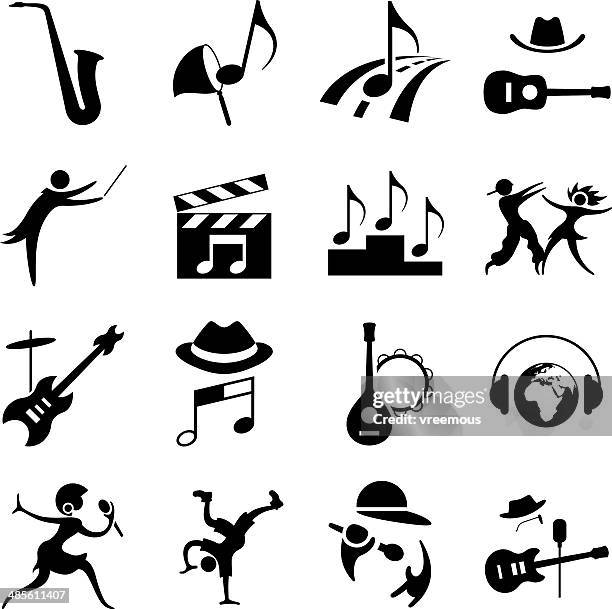 music categories icon set - music shop stock illustrations