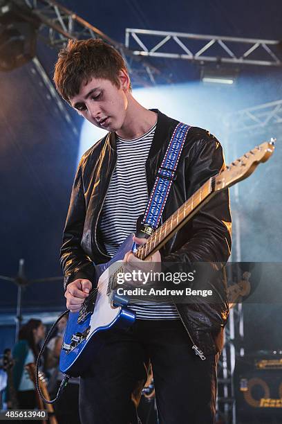 Kiaran Crook of The Sherlocks performs on the Festival Republic stage at Leeds Festival at Bramham Park on August 28, 2015 in Leeds, England.