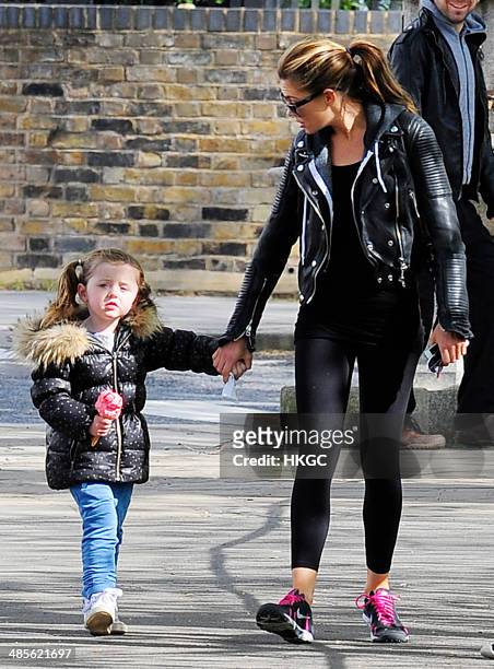 Abbey Clancy takes her Daughter Sophia to Primrose Hill Park before treating her to an ice cream. On April 19, 2014 in London, England.