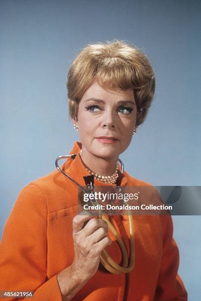 Actress June Lockhart poses for a portrait holding a stethoscope in New York.