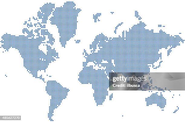 ilustraciones, imágenes clip art, dibujos animados e iconos de stock de square-pixelado mapa del mundo - mosaico fotos