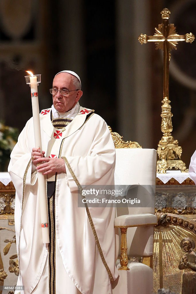 Pope Francis Attends Easter Vigil Mass In The Vatican Basilica