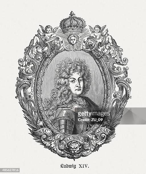 french king louis xiv (1638 - 1715), published in 1878 - louis xiv of france stock illustrations