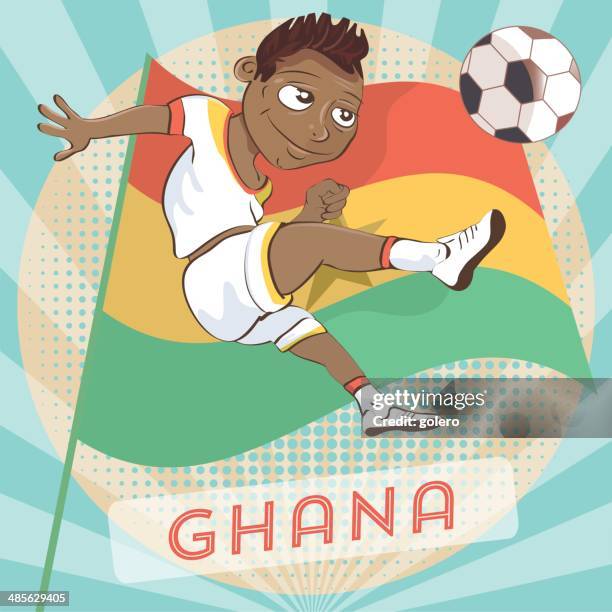 ghanaian soccer player - kicking-soccer-ball-clip-art stock illustrations