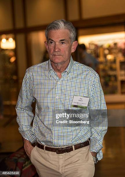 Jerome "Jay" Powell, a governor of U.S. Federal Reserve, arrives for dinner during the Jackson Hole economic symposium, sponsored by the Federal...