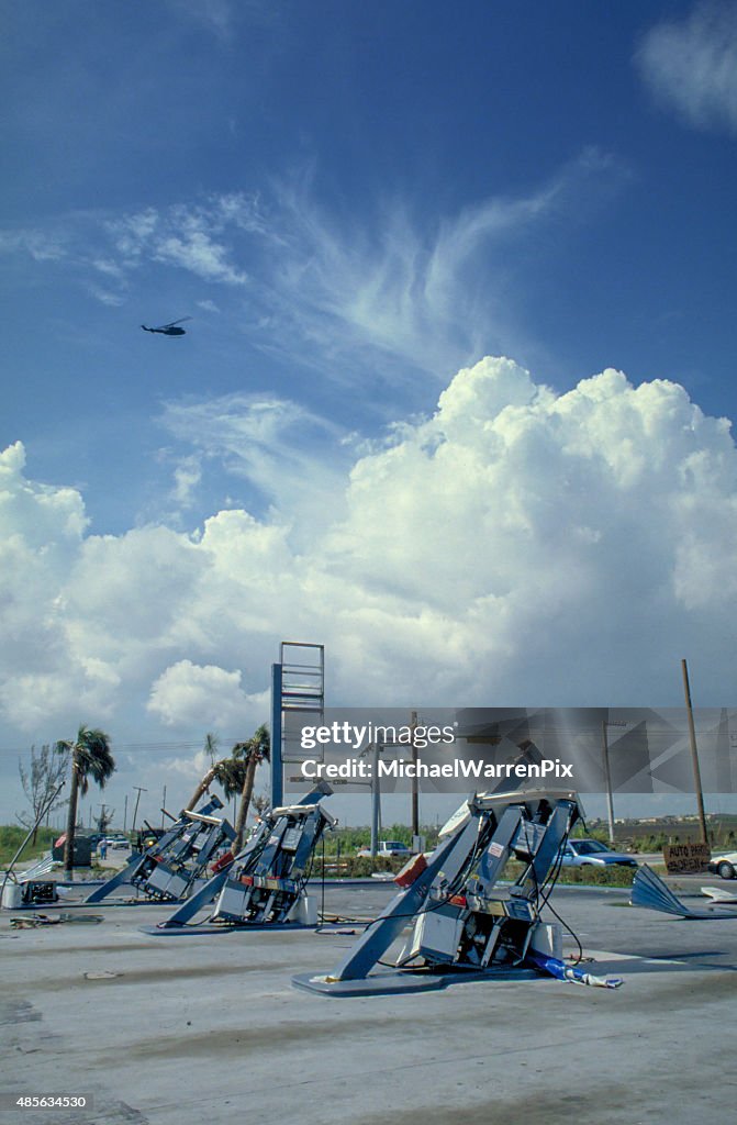Hurricane Andrew Damaged Gas Station