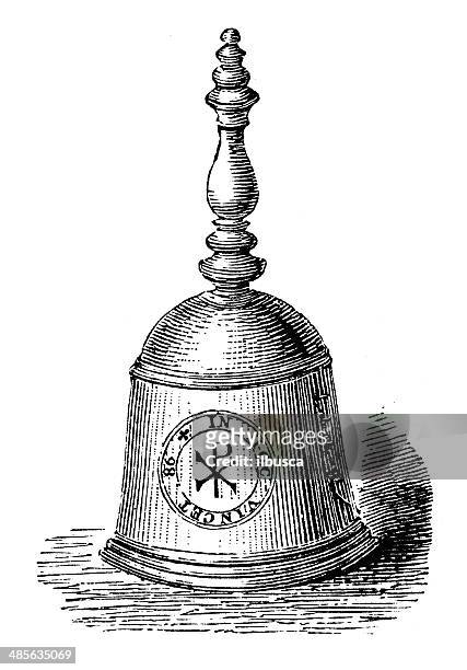 antique illustration of queen mary's bell - hand bell stock illustrations