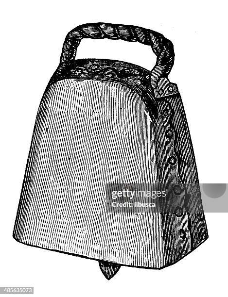 antique illustration of bell - cowbell stock illustrations