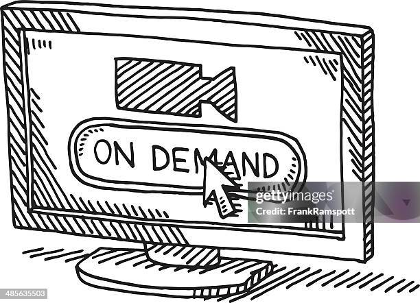 video on demand tv drawing - netflix stock illustrations