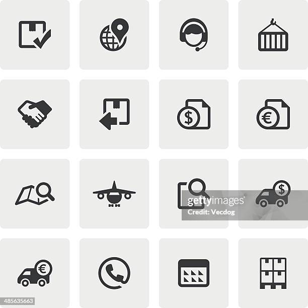 logistics icon set (saro series) - shuttle service stock illustrations