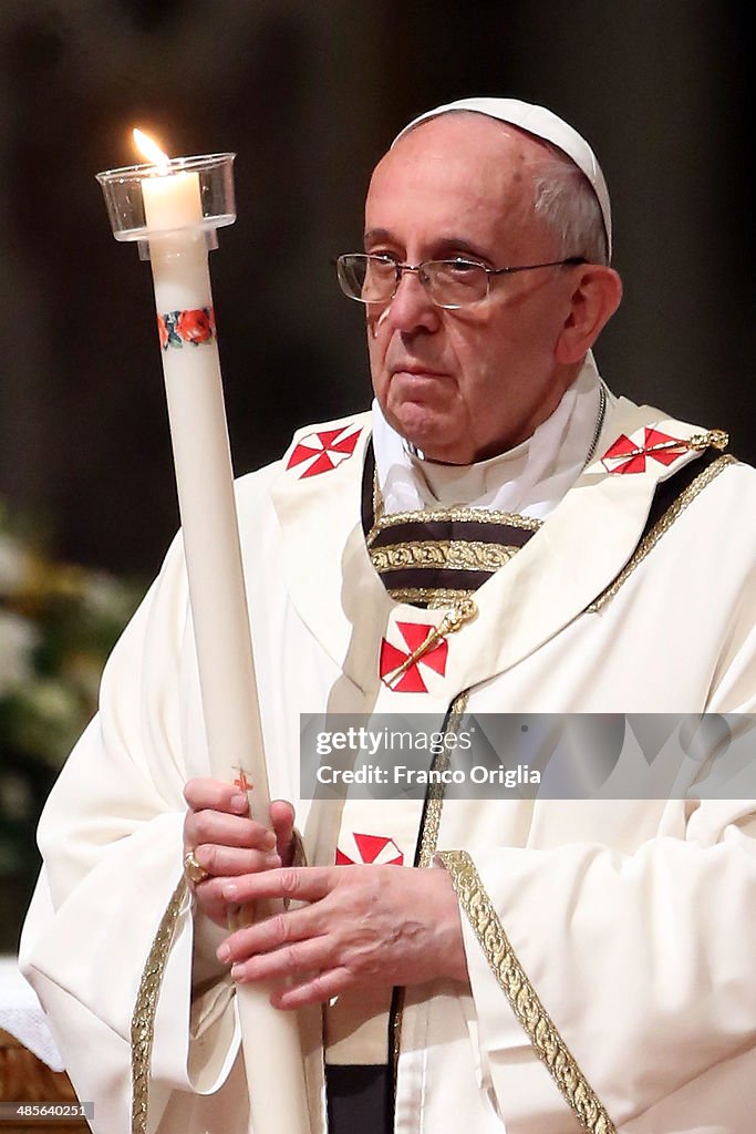 Pope Francis Attends Easter Vigil Mass In The Vatican Basilica