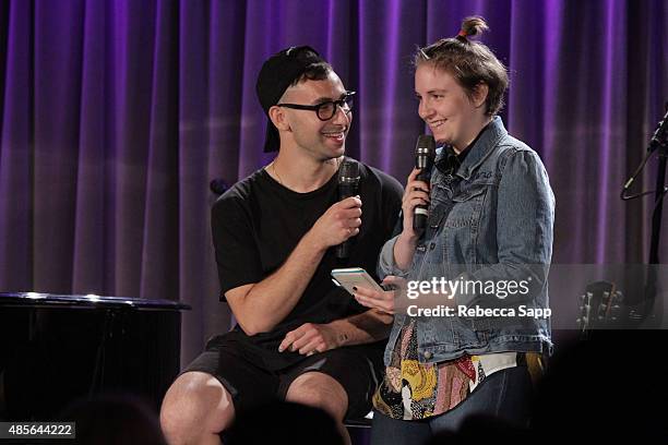 Musician Jack Antonoff and Lena Dunham perform at AUDIBLE IMPACT: Music & Activism at on August 28, 2015 in Los Angeles, California.