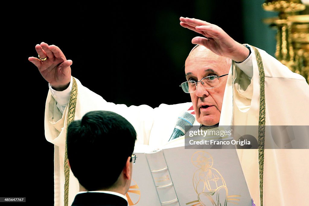 Pope Francis Attends Easter Vigil Mass In The Vatican Basilica