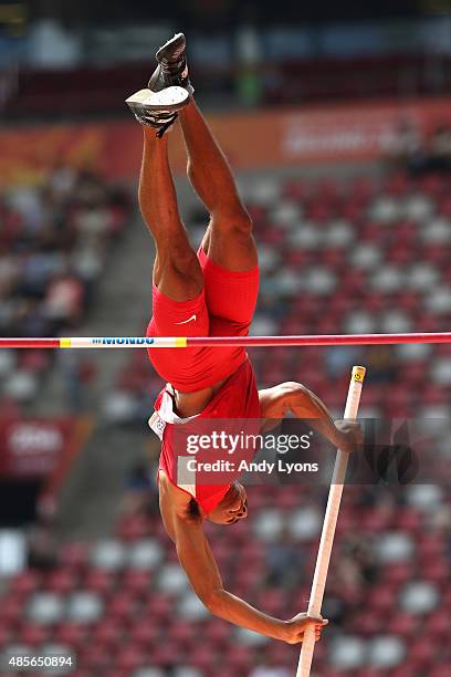 Ashton Eaton of the United States competes in the Men's Decathlon Pole Vault during day eight of the 15th IAAF World Athletics Championships Beijing...