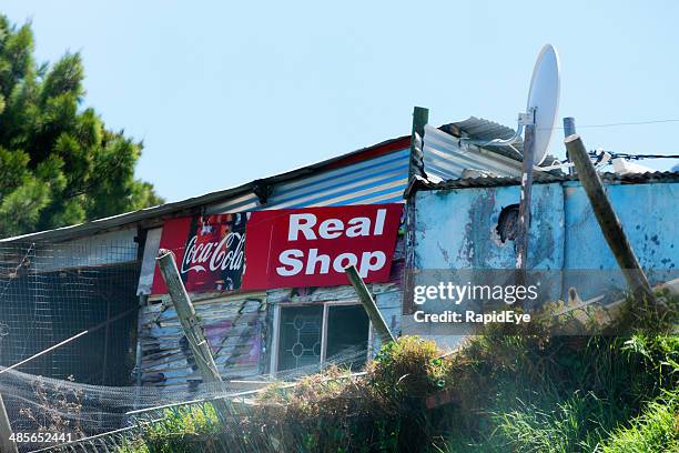 shack shop or spaza in imizamo yethu, cape town - spaza shop stock pictures, royalty-free photos & images